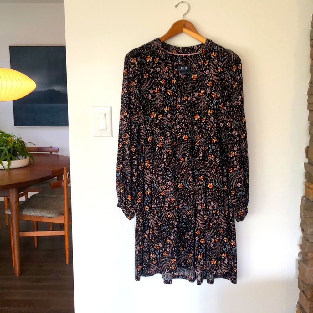 Maeve by Anthropologie floral print black dress